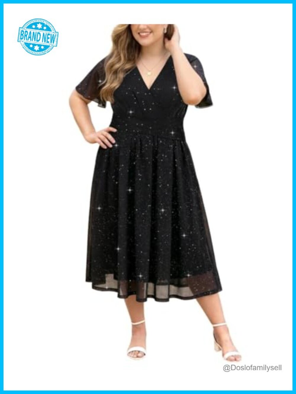 Plus Size Mesh Wrap Maxi Dress A-Line Ruffle Sleeve Boho